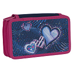 Пенал 2секции Tiger пустой Космические сердца, TGCO18-B03E ткань