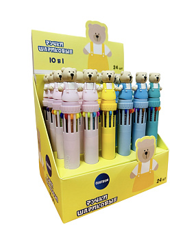 Ручка шариковая Centrum Мишки 10-цветная, 0,7мм 73036