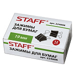 Зажимы  д/бумаг 19мм черные 12шт 224606 (60л) Staff