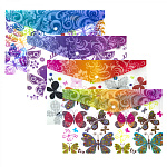 Конверт на кнопке А4 с рис. Yalong. Бабочки 160мкм YL975035