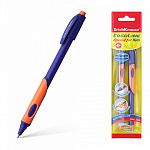Набор из 2 ручек шариковых ErichKrause (58525) ErgoLine® Kids Stick&Grip Neon 0.7, Super Glide Technology, цвет чернил синий, оранж грип (в пакете)
