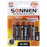 Батарейка 4шт (упак) Sonnen, AA (HR06) 2700mAh 455607 (пальчиковые)