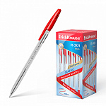 Ручка шариковая красная ErichKrause R-301 43186, Stick Classic 1мм прозрачный корпус